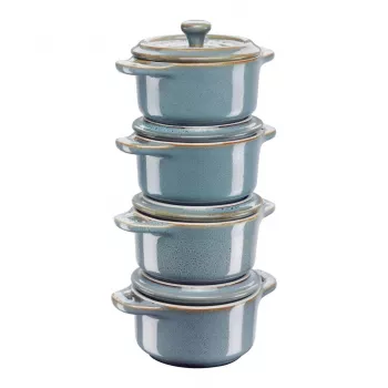 Staub Mini Cocotte Rund, 4 Stk. - 200ml, Antik Türkis