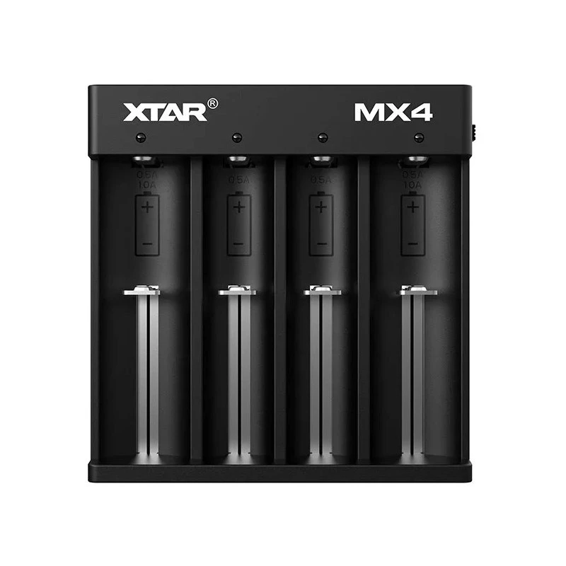 Ladegerät XTAR MX4 4-Slot Universal Li-Ion NiMH USB-C, schwarz, unterstützt 4 Batterien