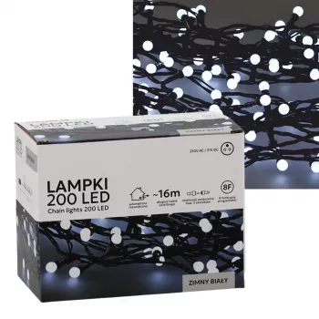 LED-Lichterkette Extralink 200 Birnen kaltweiß, Durchmesser 3+ mm, Länge 16 m