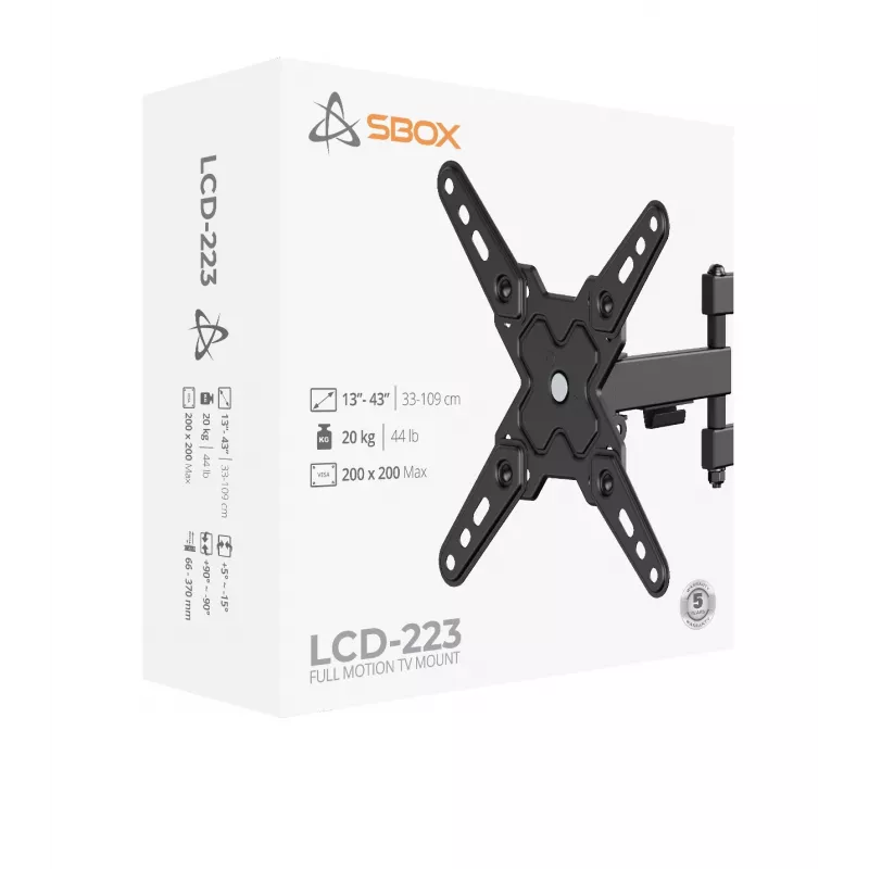SBOX LCD-Halterung LCD-223-2 für 13–43-Zoll-Bildschirme, max. Tragkraft 20 kg, VESA bis zu 200x200