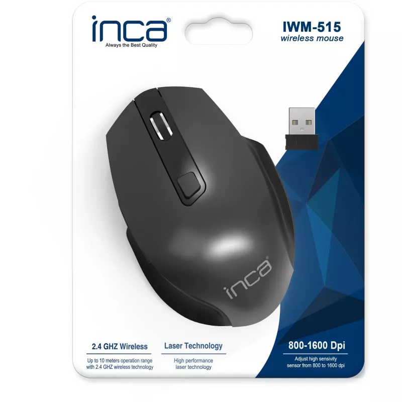 Cian Technology GmbH INCA Maus IWM-515 Wireless Laser 800/1600 DPI SW retail - Maus - 1.600 dpi