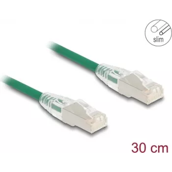 Netzwerkkabel DeLOCK RJ45 Cat.6A Stecker zu Stecker 0,3m grün