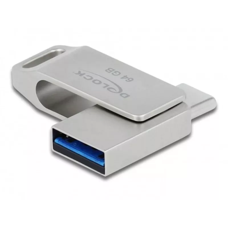 USB-Stick DeLOCK 64 GB USB-C Type-A drehbar Metallgehäuse
