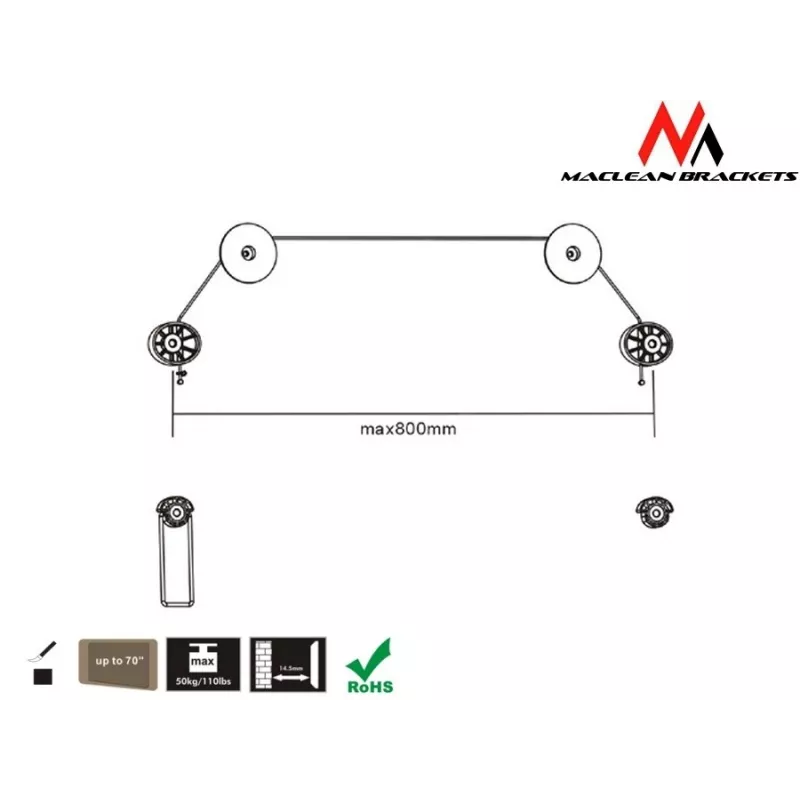 Maclean Mc-557 - Vesa Monitor-/TV-Halterung, ultradünn, 32-55 Zoll, 50 kg