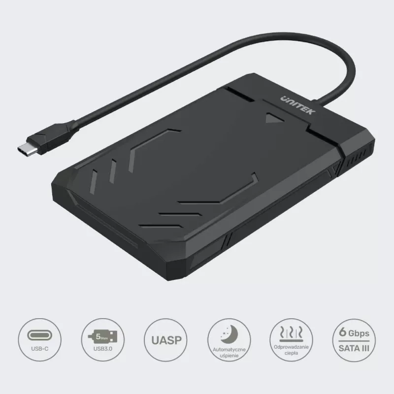Unitek Y-3036A - DiskGuard Raiden 2.5 USB-C auf SATA III 2,5 inch HDD/SSD Festplattengehäuse