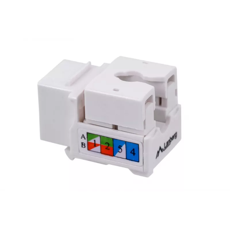 Keystone-Modul LANBERG KSU6-1090, Cat6 U/UTP flach, RJ-45 Stecker auf LSA-Buchse, AWG 22/26, 14.5×16.1 mm, weiß