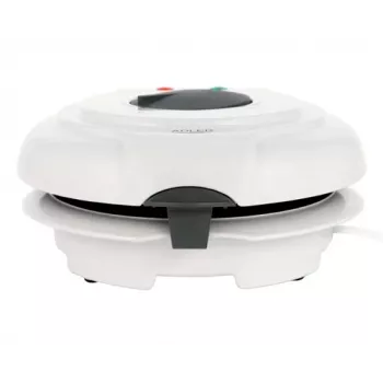 Waffeleisen Adler AD 3038 – einzelne runde Waffel, 1500 W, einstellbarer Thermostat, Antihaft-Platten, grau/weiß