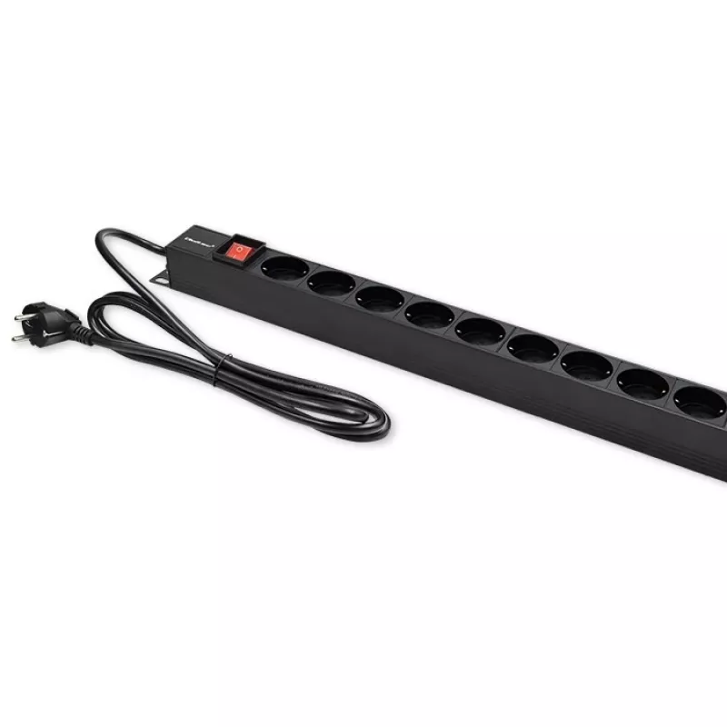 Qoltec Aluminium-PDU für RACK | 16A | 16 x Schuko | Vertikal | 1,8 m