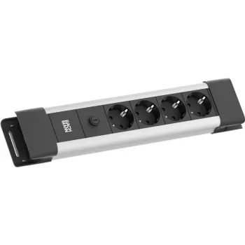 Bachmann CONNECTUS Steckdosenleiste mit 3x CEE7-Steckdosen, 10 A, 2,0 m Kabel, C14-Stecker, grau