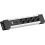 Bachmann CONNECTUS Steckdosenleiste mit 3x CEE7-Steckdosen, 10 A, 2,0 m Kabel, C14-Stecker, grau