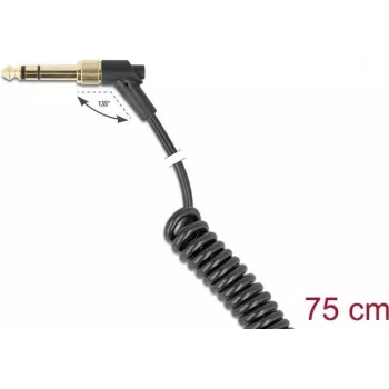 Audiokabel DELOCK 85777 — 3,5 mm Stecker auf 3,5 mm Stecker, 0,75 m, schwarz, vergoldete Kontakte