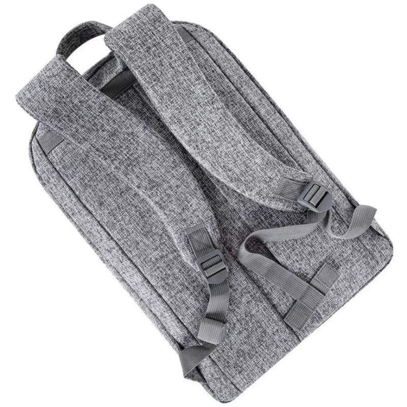 RIVACASE Anvik 15.6 Laptop-Rucksack, 15L, grau, wasserdichtes Gewebe, Fächer für 10.5 Tablet, Smartphone, Dokumente, Zubehör, Flasche