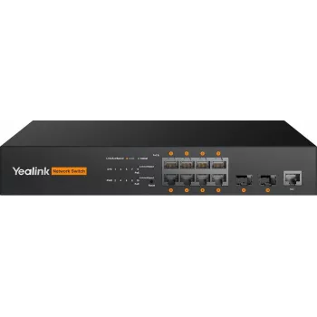 Managed L2+ PoE Switch Yealink RCH80 8x RJ-45 Ports 20 Gbit/s Rackmount Schwarz