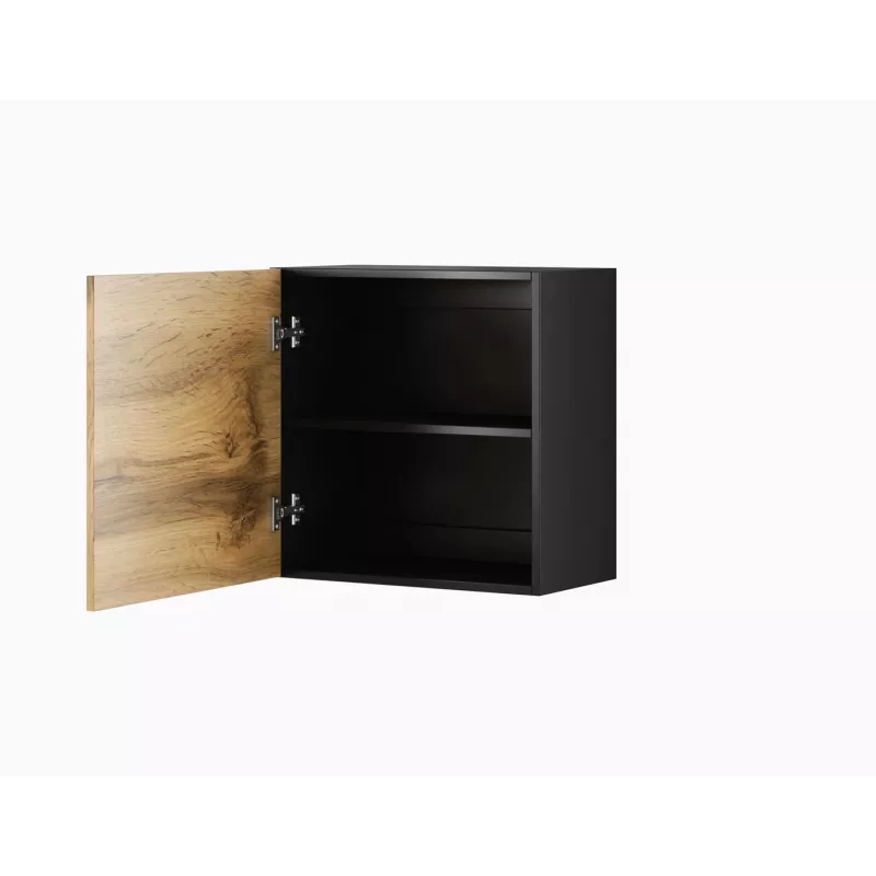 Cama Wohnzimmer-Schrankset VIGO 23 schwarz/Wotan-Eiche