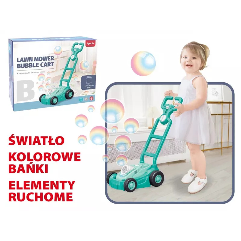 Aufsitz-Rasenmäher mit Seifenblasen Madej 007946 blau mit Seifenblasen und realistischem Sound, Outdoor-Spielzeug für Kinder