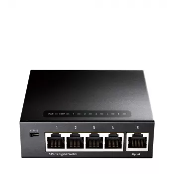Netzwerk-Switch Cudy GS105 — 5-Port-Gigabit-Ethernet (10/100/1000), schwarz, 5 V DC Netzteil enthalten