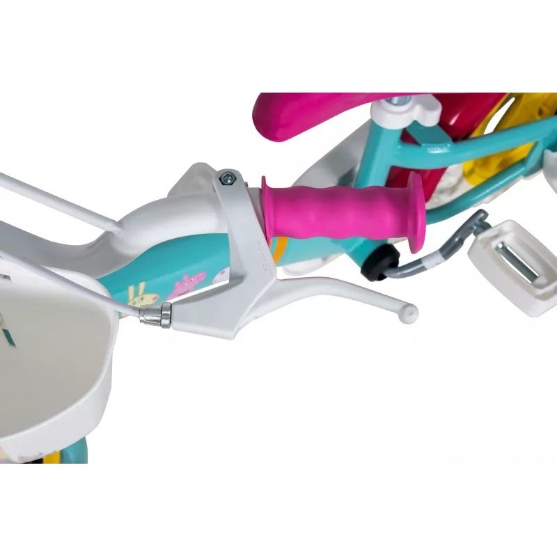 Kinderfahrrad Toimsa TOI1198 12 Zoll Peppa Pig Design, 12-Zoll-Schaumstoffräder, Vorderbremse, Stützräder, Korb