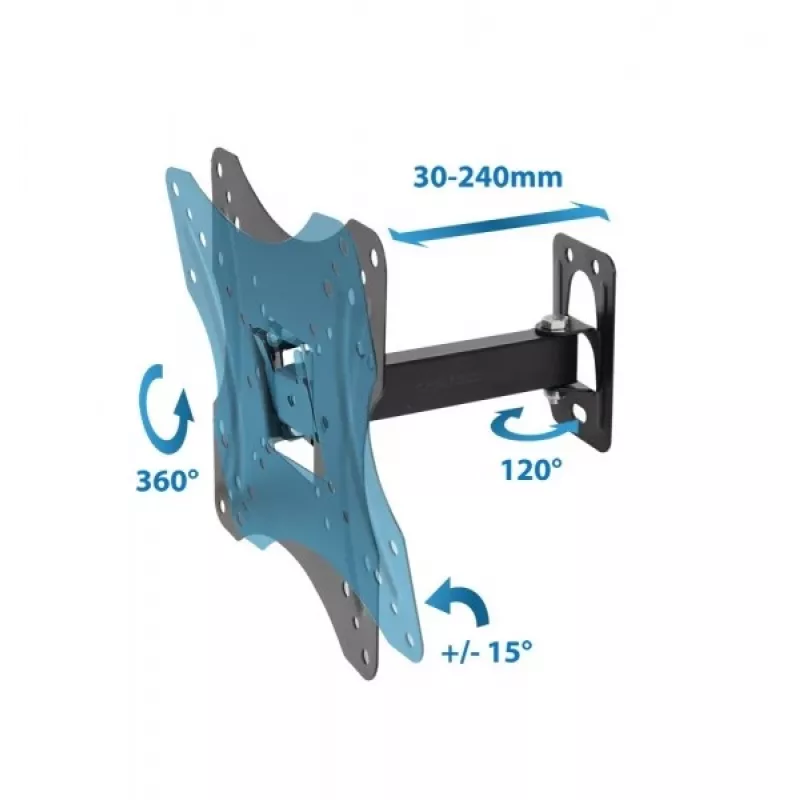 TV-Wandhalterung ESPERANZA PROTEUS für 26–70 Zoll (66–177,8 cm), neigbar ±15°, schwenkbar 120°, VESA 75×75–400×400, max. Belastung 55 kg, schwarz