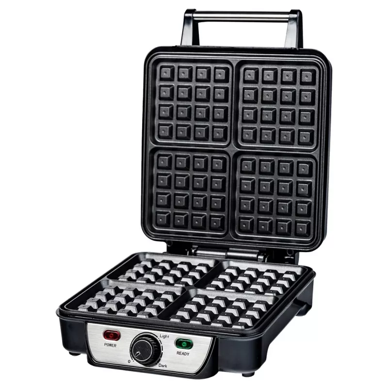 Waffeleisen Ravanson GR-7030 — 4 Waffeln, 1100 W, antihaftbeschichtete Platten, einstellbarer Thermostat, kühlbleibender Griff