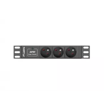 Steckdosenleiste LANBERG PDU-03E-0200-BK — 1HE, 3x Typ-E-Steckdosen, 220–250 V, 16 A, 2 m Kabel, schwarz