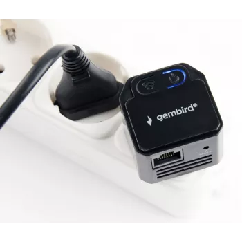 Netzwerk-Repeater GEMBIRD WNP-RP300-03-BK, 300 Mbps, 2,4 GHz, 802.11g, 1x RJ-45, interne 3 dBi Antenne, AC 100–240V