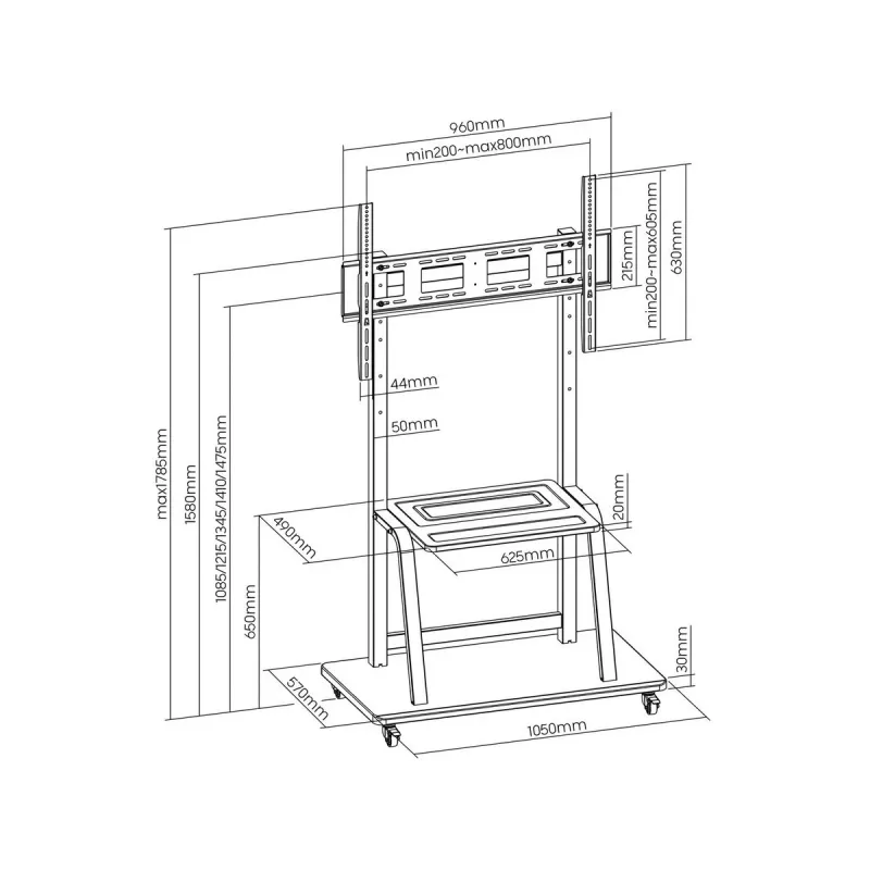 ART S-13 Mobiler LCD/LED TV-Ständer 37-100 150 kg