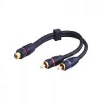 Wentronic Goobay RCA-Adapterkabel, Schwarz, 0,2 m - RCA-Buchse > 2x RCA-Stecker (Audio links/rechts) (50375)