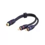 Wentronic Goobay RCA-Adapterkabel, Schwarz, 0,2 m - RCA-Buchse > 2x RCA-Stecker (Audio links/rechts) (50375)