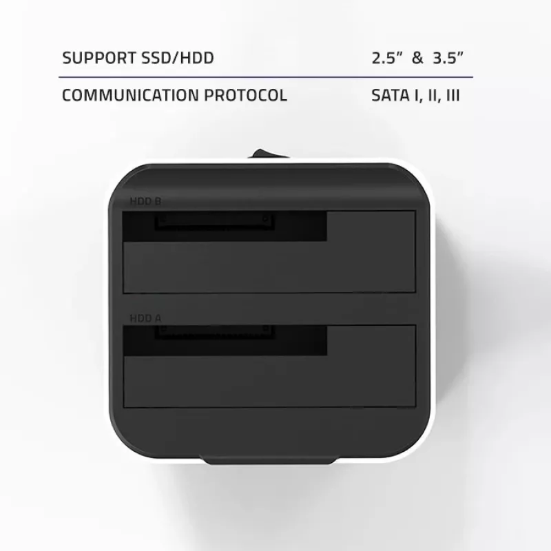 Qoltec 50309 HDD SSD 2.5 3.5 Dockingstation | SATA III | USB 3.0 | Super Speed 5 Gb/s | mit Klonfunktion