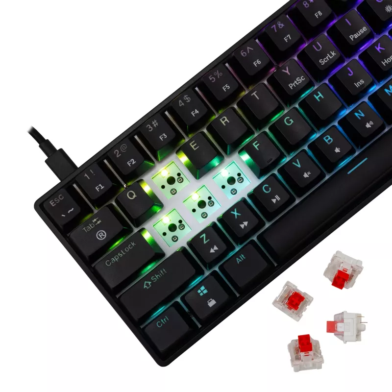 Mechanische Gaming-Tastatur White Shark Shinobi-2 mit Red Switches, Schwarz, US-Layout