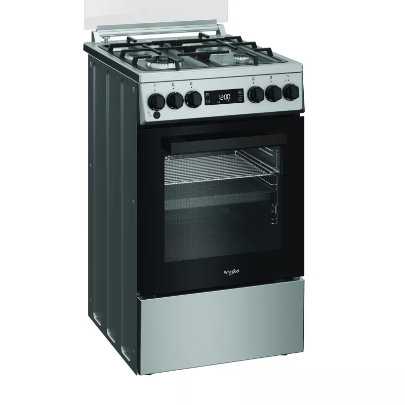 Whirlpool Herd | W5G8LMSWTX | Kochfeldtyp Gas | Ofentyp Elektro | Edelstahl | Breite 50 cm | Tiefe 60 cm | 60 L