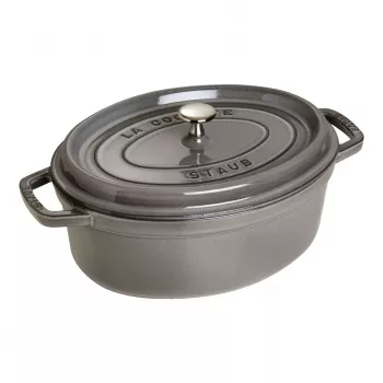 Ovale Kokotte aus Gusseisen Staub 29 cm, Graphitgrau