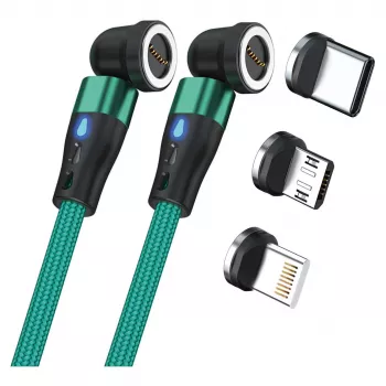 USB-Kabel RealPower MagneticCharge2 1m Grün Schnellladung Datenübertragung
