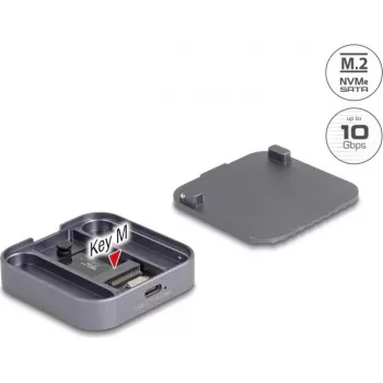 Externes magnetisches Gehäuse DELOCK USB Type-C 10 Gbit/s für 1 x M.2 NVMe- oder SATA-SSD (Modell 42032)