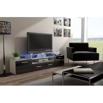 Cama TV-Ständer EVORA 200 weiß/schwarz glänzend