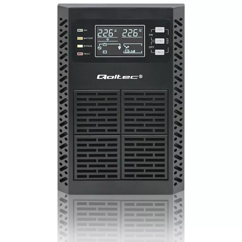 Qoltec USV unterbrechungsfreie Stromversorgung | 1kVA | 1000W | Leistungsfaktor 1,0 | LCD | EPO | USB | Online