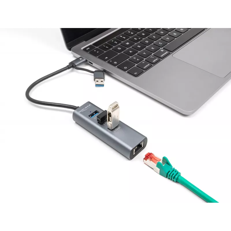 DeLOCK 64282 Laptop-Dockingstation & Portreplikator Kabelgebunden USB 3.2 Gen 1 (3.1 Gen 1) Type-C Grau (64282)
