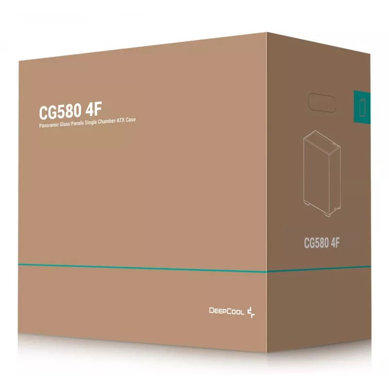 PC-Gehäuse DeepCool CG580 4F Midi Tower — ATX/ITX/MicroATX, gehärtetes Glas, 3×120mm+1×120mm Lüfter, 2×3,5 Zoll & 2×2,5 Zoll, USB-A×2 USB-C×1, schwarz