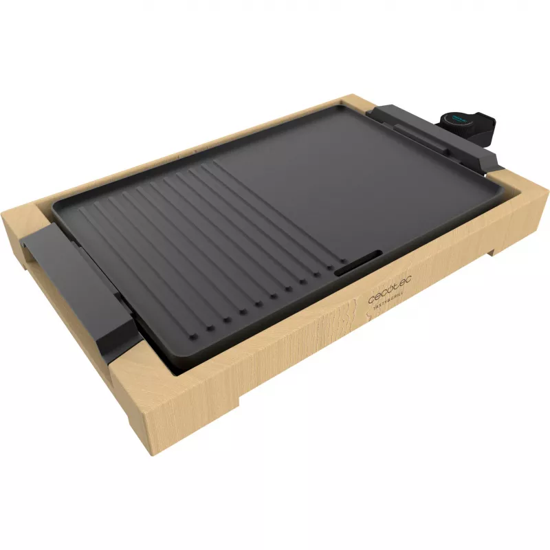Elektrischer Grill CECOTEC Tasty&Grill 2000 Bamboo Schwarz — Modell 3058, kompakter Tischgrill
