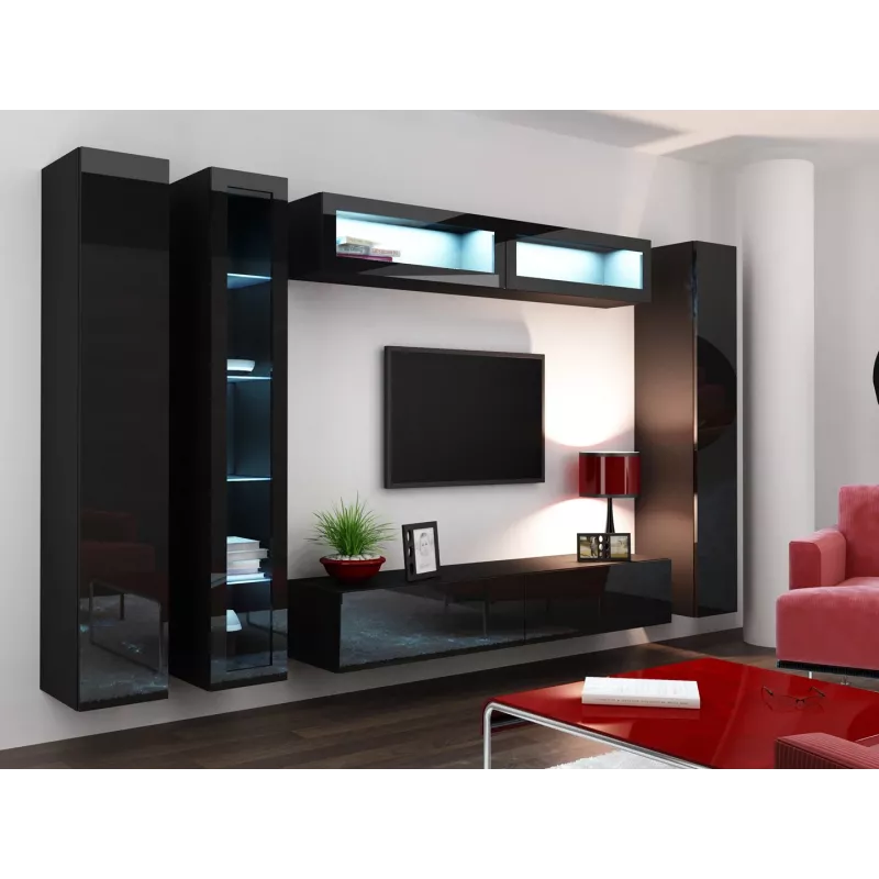 Cama geschlossen Schrank VIGO '180' 180/40/30 schwarz/schwarz glänzend