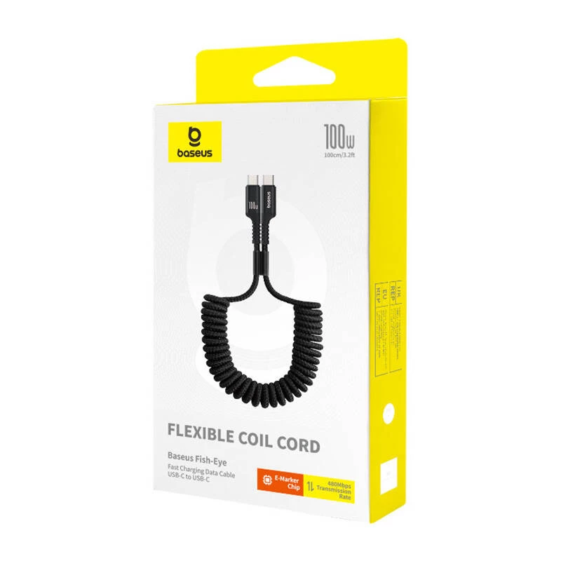 Baseus Fish-Eye USB-C-auf-USB-C-Schnellladekabel 1 m 100 W Schwarz