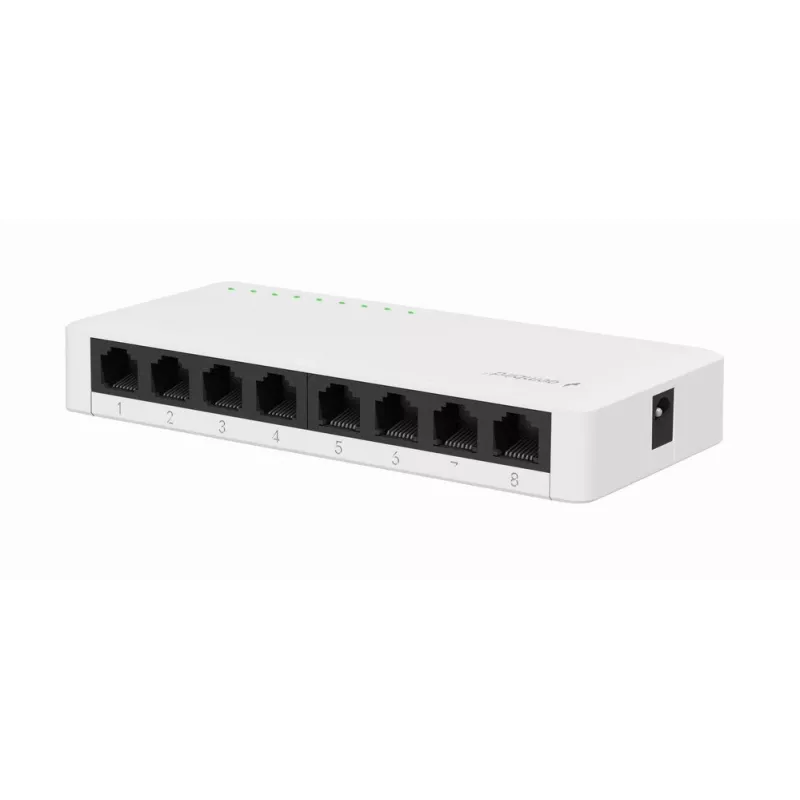 Unmanaged Switch GEMBIRD NSW-G8-01 – 8× Gigabit Ethernet (10/100/1000), Weiß, DC 5V