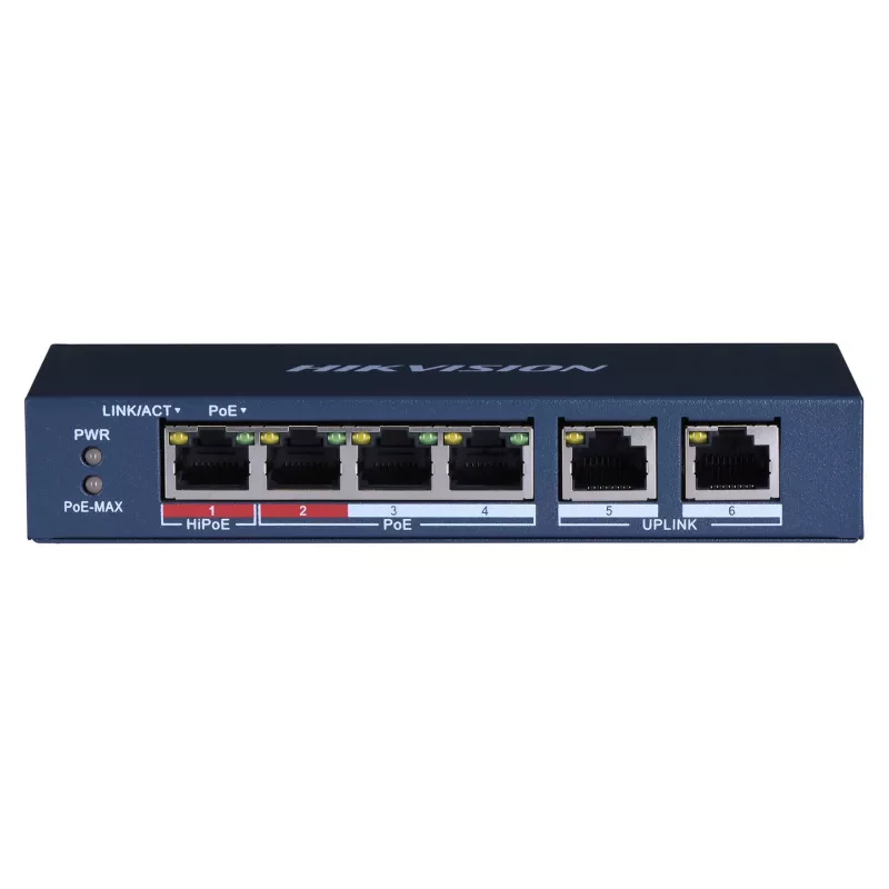 Hikvision DS-3E0106HP-E Netzwerk-Links Unmanaged Fast Ethernet (10/100) PoE-Unterstützung Blau