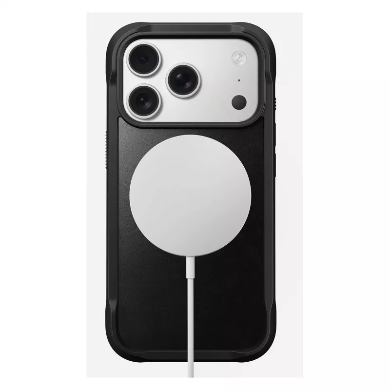 Handyhülle Nomad Rugged Leather Case für Apple iPhone 17 Pro, Leder/TPU/PC/Aluminium, geeignet für 16 cm (6,3 Zoll) Bildschirme, schwarz