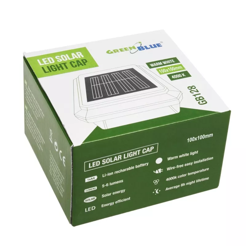 GB128 LED-Solarleuchte für Zaunpfosten und Garten, Schwarz - Grün Blue