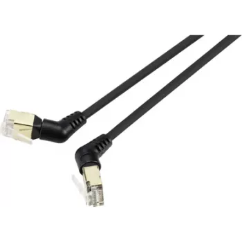 Renkforce RF-6071556 RJ45-Netzwerkkabel, Patchkabel CAT 8.2 S/FTP 2,00 m Schwarz Steckkontakte 360° drehbar, abgewinkelter Kabelausgang 1 Stück (RF-6071556)
