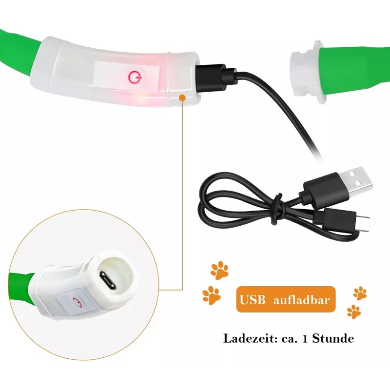 LED-Halsband Anicoll Grün für Hunde und Katzen Modell wiederaufladbare Beleuchtung