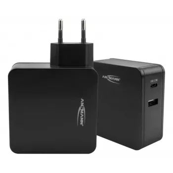ANSMANN 247PD - Netzteil - 45 Watt - 4700 mA - PD, QC 3.0 - 2 Ausgangsanschlüsse (USB, USB-C) - Schwarz (1001-0095)