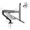 Maclean MC-860N Monitorhalterung, mit Gasfeder, 13-27, 8 kg, Schwarz