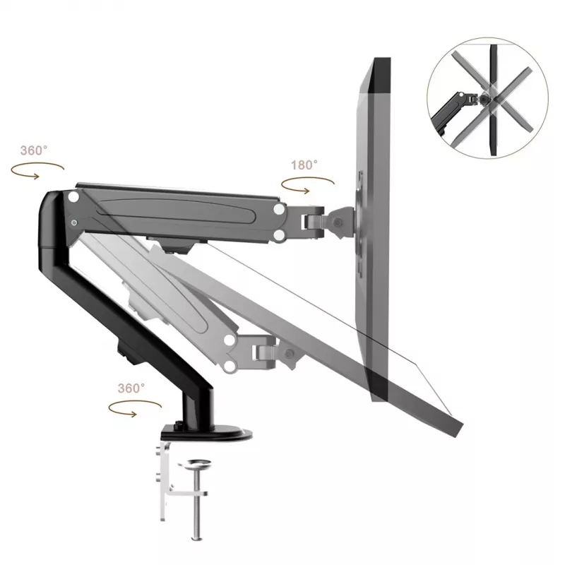 Maclean MC-860N Monitorhalterung, mit Gasfeder, 13-27, 8 kg, Schwarz
